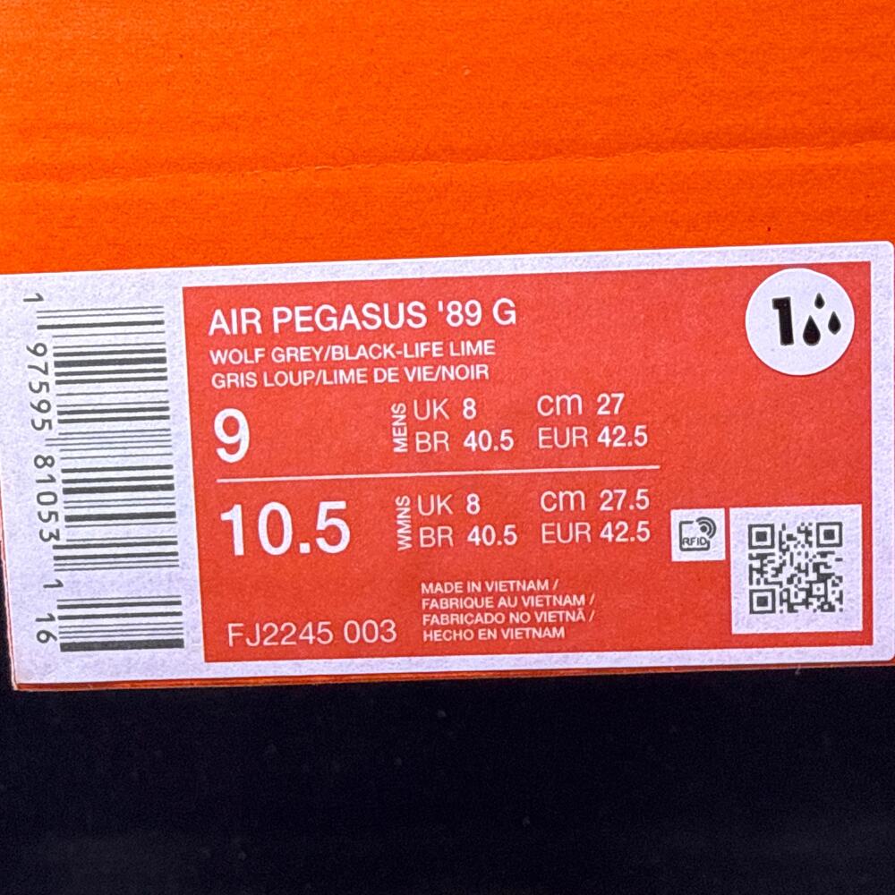 Nike Air Pegasus '89 G Mens Size 9 Golf Shoes Grey Black Lime FJ2245-003 NEW - Picture 10 of 10
